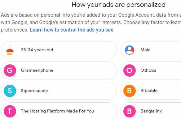 Google Personalized ad